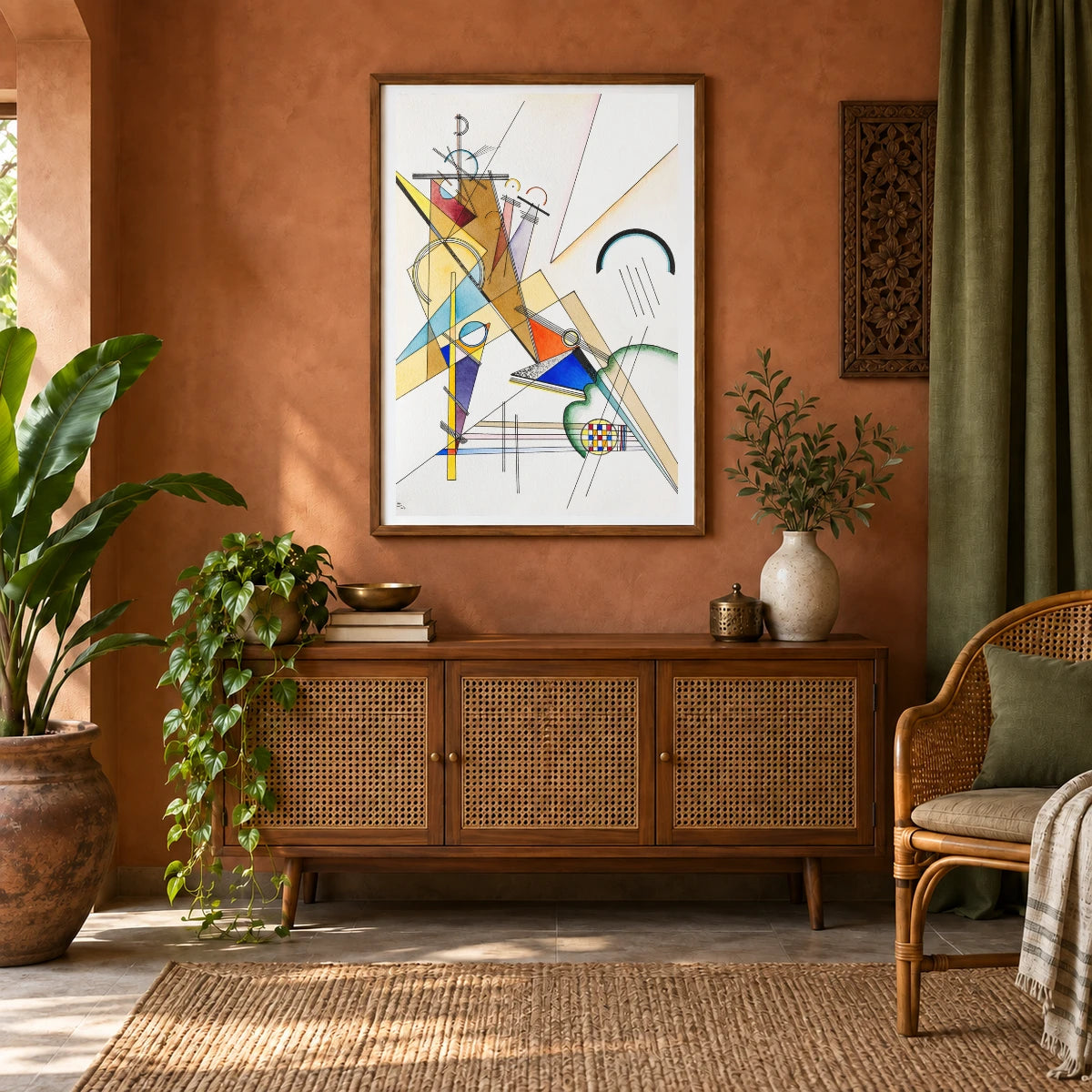 Wassily Kandinsky Gewebe (1923) — Wassily Kandinsky shown in a styled interior