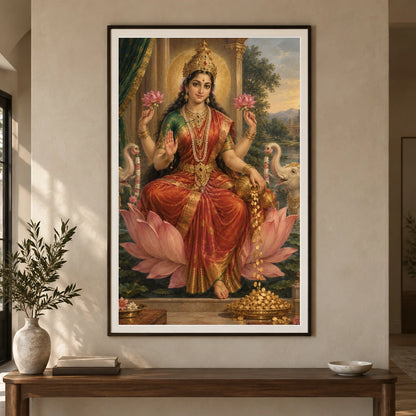Goddess Lakshmi In Temple Splendour — Ganesha shown in a styled interior