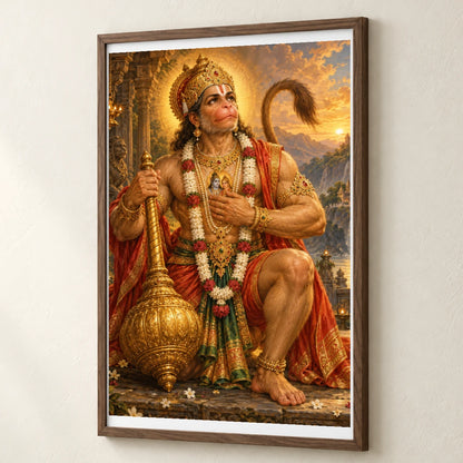 Hanuman In Golden Devotion — Ganesha ganesha print by SaamCrafts