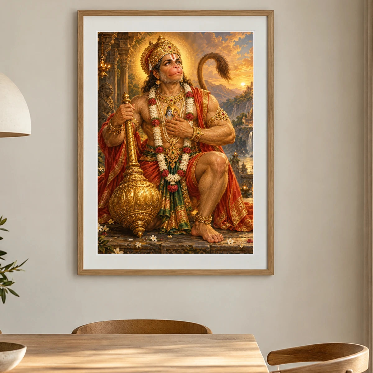 Hanuman In Golden Devotion — Ganesha shown in a styled interior