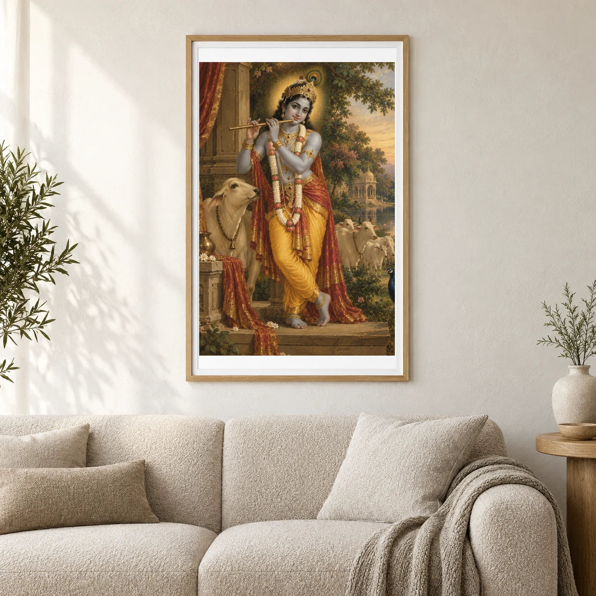 Krishna’s Golden Hour Garden Symphony — Ganesha shown in a styled interior