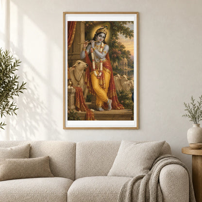 Krishna’s Golden Hour Garden Symphony — Ganesha shown in a styled interior