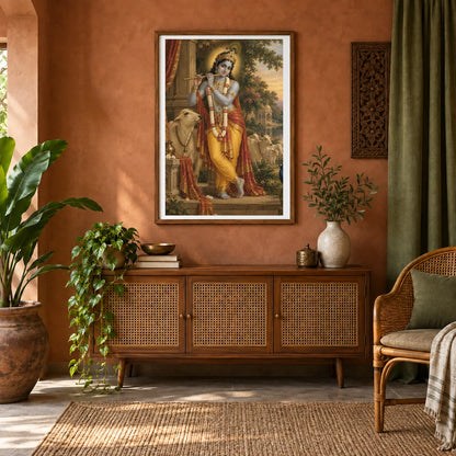 Krishna’s Golden Hour Garden Symphony — Ganesha shown in a styled interior