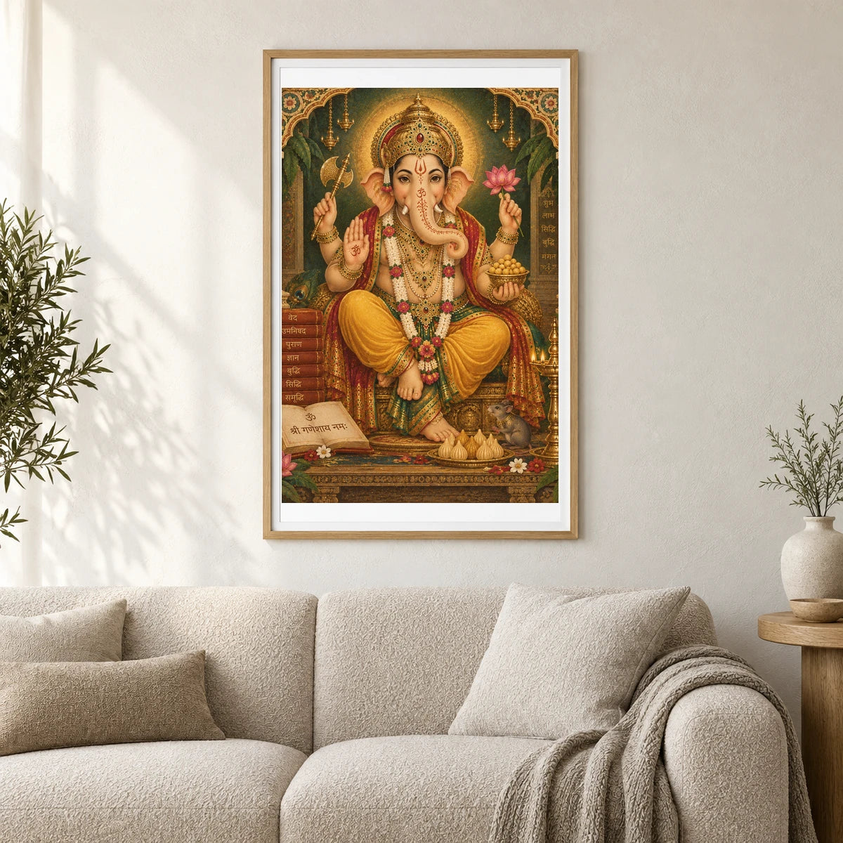 Lord Ganesha In A Golden Temple — Ganesha shown in a styled interior