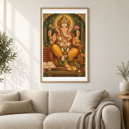 Lord Ganesha In A Golden Temple — Ganesha shown in a styled interior