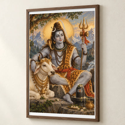 Lord Shiva With Nandi In The Himalayas — Ganesha ganesha print by SaamCrafts
