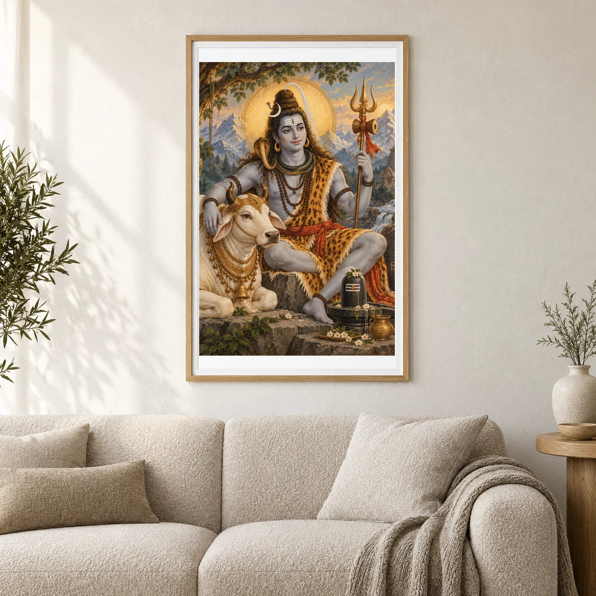 Lord Shiva With Nandi In The Himalayas — Ganesha shown in a styled interior