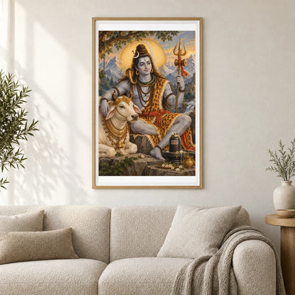 Lord Shiva With Nandi In The Himalayas — Ganesha shown in a styled interior