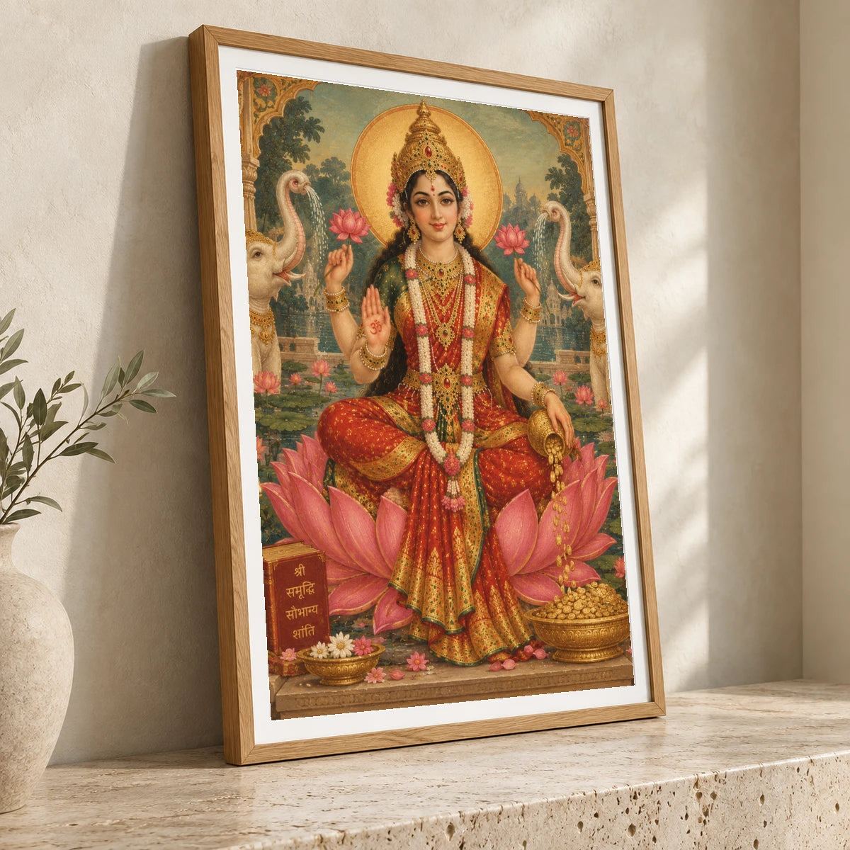 Mahalakshmi In A Lotus Temple Pond — Ganesha ganesha print by SaamCrafts