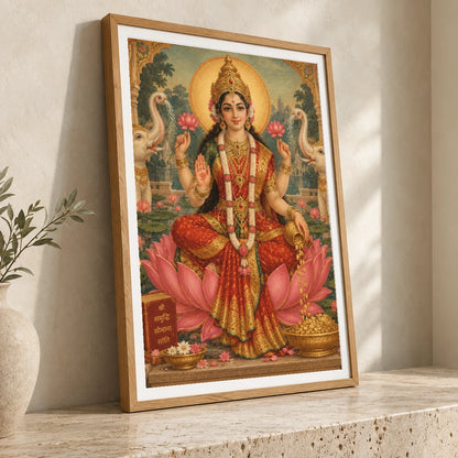 Mahalakshmi In A Lotus Temple Pond — Ganesha ganesha print by SaamCrafts