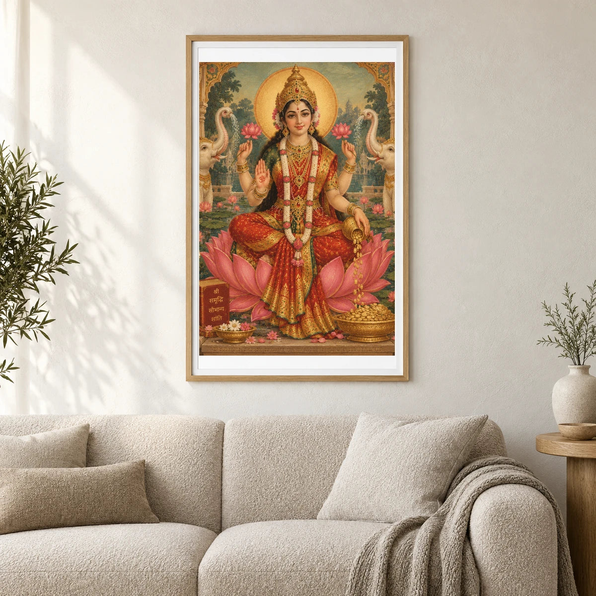 Mahalakshmi In A Lotus Temple Pond — Ganesha shown in a styled interior