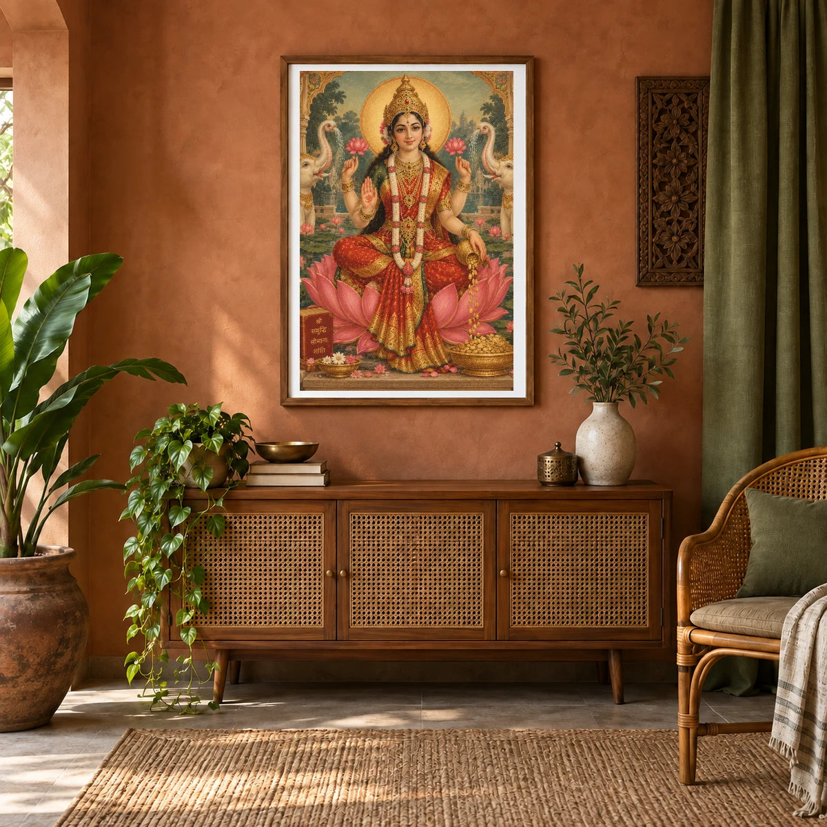 Mahalakshmi In A Lotus Temple Pond — Ganesha shown in a styled interior