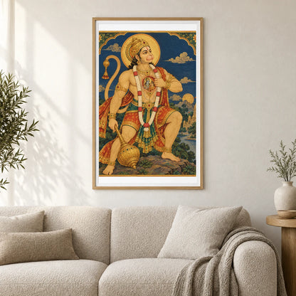 Ornate Hanuman With Rama And Sita — Ganesha shown in a styled interior