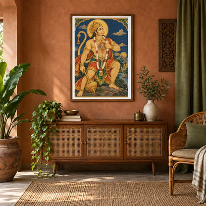 Ornate Hanuman With Rama And Sita — Ganesha shown in a styled interior