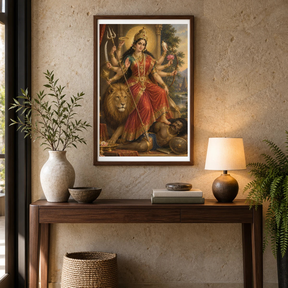 Regal Durga In A Temple Sanctuary — Ganesha shown in a styled interior