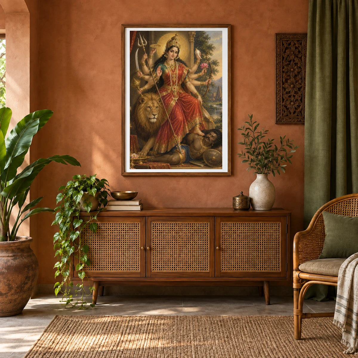 Regal Durga In A Temple Sanctuary — Ganesha shown in a styled interior