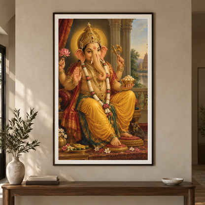 Regal Ganesha In A Temple Abode — Ganesha shown in a styled interior