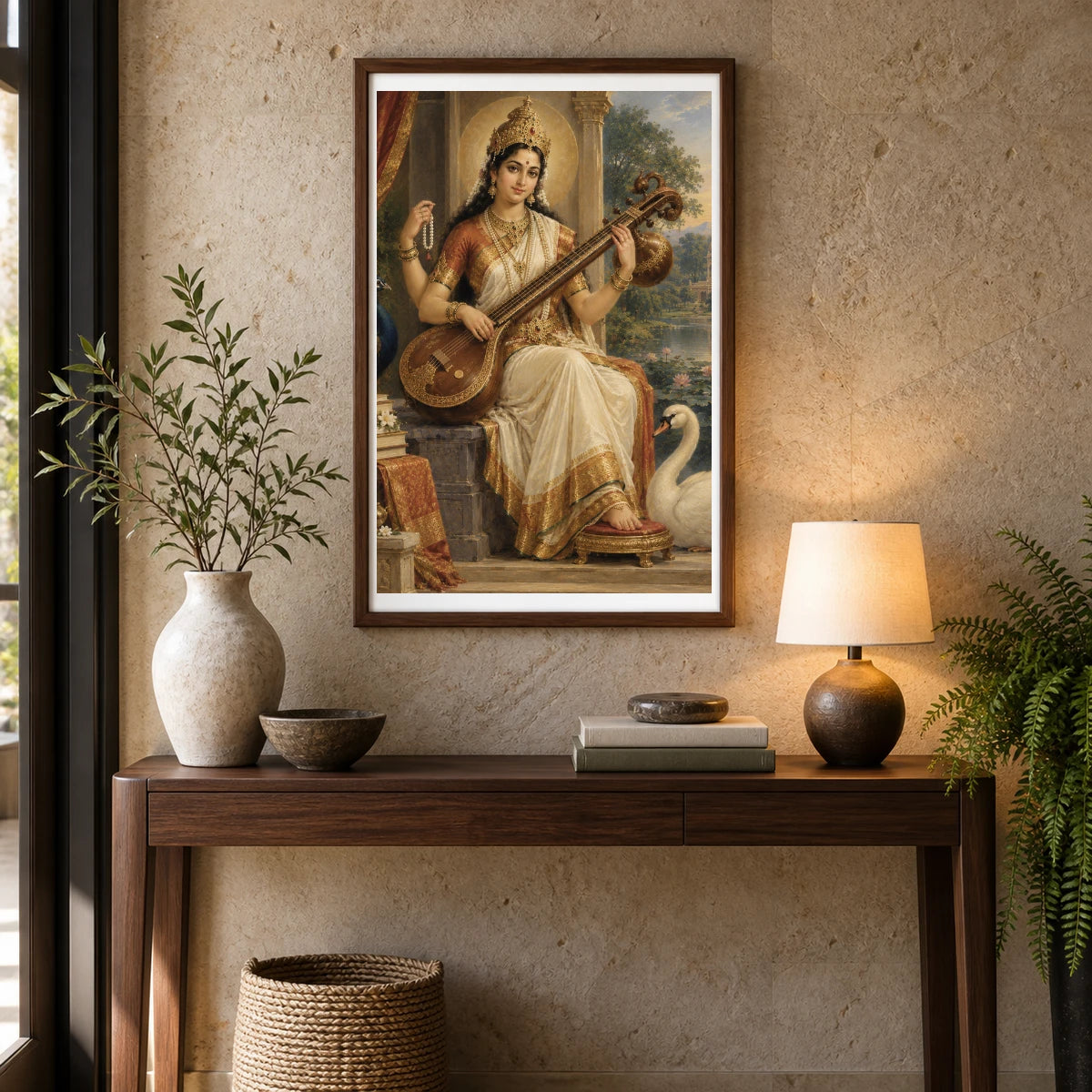 Saraswati By The Sacred Lake — Ganesha shown in a styled interior