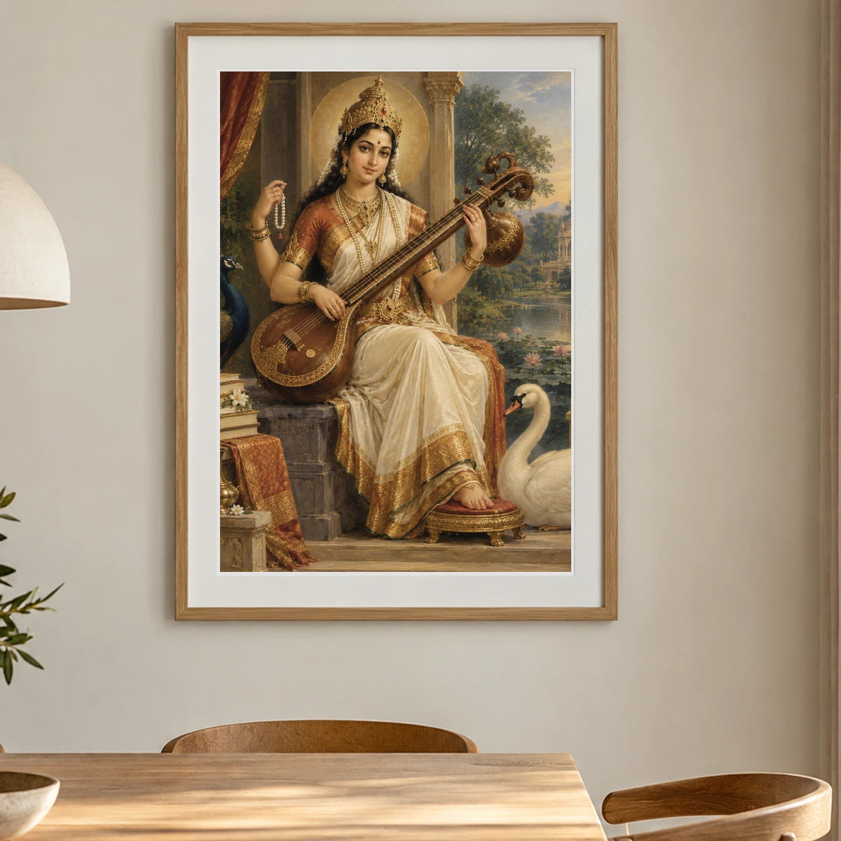 Saraswati By The Sacred Lake — Ganesha shown in a styled interior