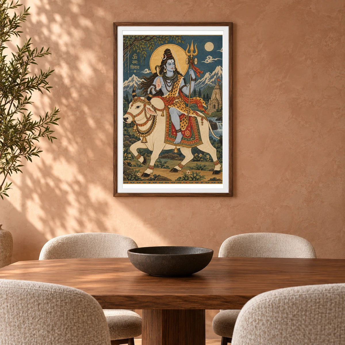 Shiva And Nandi In A Sacred Mural — Ganesha shown in a styled interior