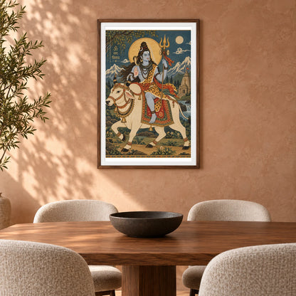 Shiva And Nandi In A Sacred Mural — Ganesha shown in a styled interior
