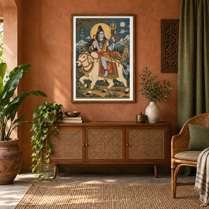 Shiva And Nandi In A Sacred Mural — Ganesha shown in a styled interior